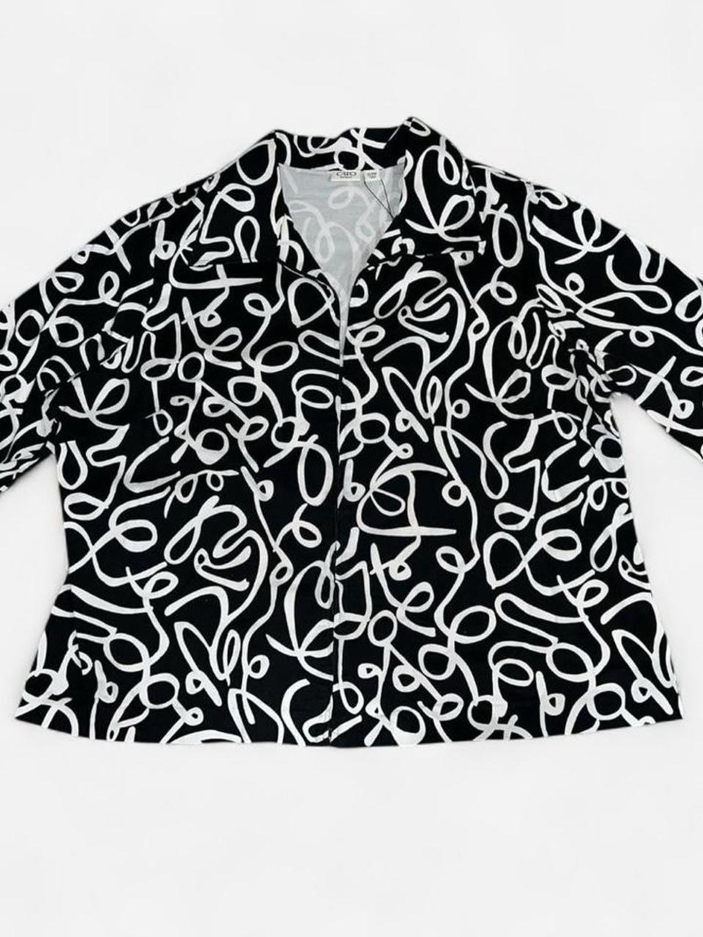 Cato Black and White Abstract Print Shirt